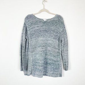 Pure J. Jill Women's L‎ Gray and Blue Knit Relaxed Fit Knit Swing Sweater